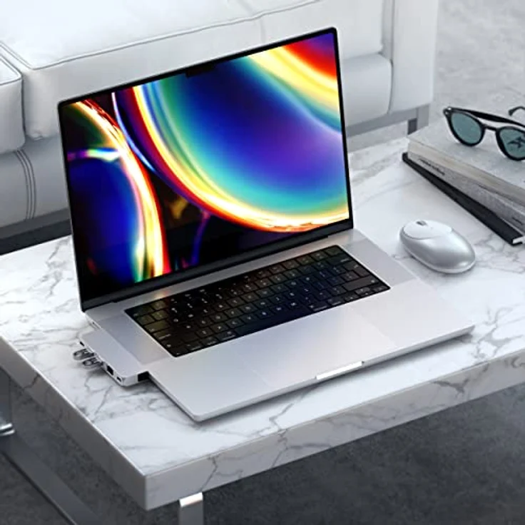 SATECHI USB-C Hub Multiport Adapter Pro Hub Mini – USB4, USB-A Daten, USB-C Daten, Gigabit Ethernet und Audioanschluss – Für M2/M1 MacBook Pro/Air (Silber) – Bild 5