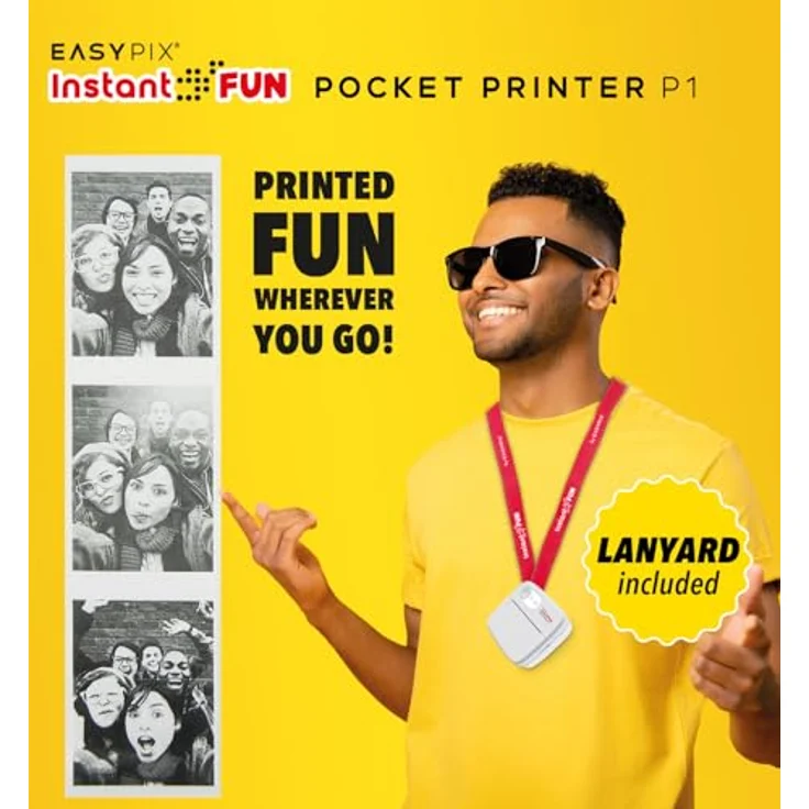 Easypix EASYPIX® InstantFUN Pocket Printer P1, tragbarer Sofortbild-Drucker mit Tintenlosem Schwarz-Weiß-Druck, inkl. Nachfüllpapier für Fotos und Text – Bild 4