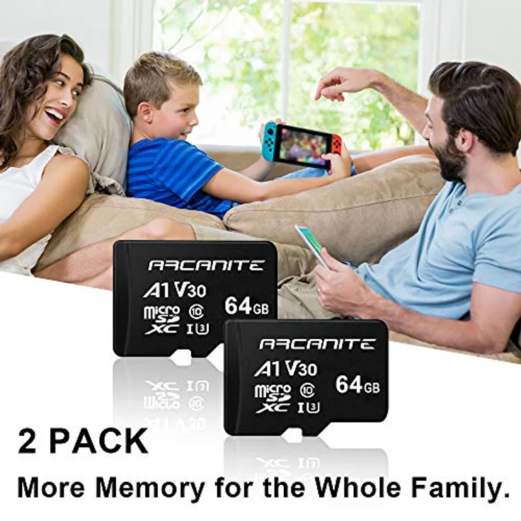 ARCANITE 2 Stücke 64 GB microSDXC Speicherkarte - UHS-I U3, A1, V30, 4K, C10, microSD, Lesegeschwindigkeiten von bis zu 90 MB-s. – Bild 6