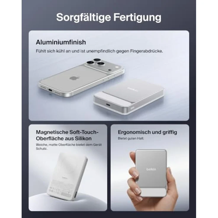 Belkin UltraCharge Wireless Power Bank, slim, 10000 mAh, 25 Watt, magnetisch, USB-C, weiß – Bild 7