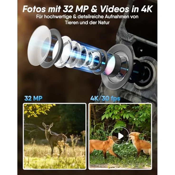 Rollei Wildkamera 4G SIMConnect, 32 Megapixel Fotokamera mit 4K Videoaufnahme und App-Steuerung – Bild 4