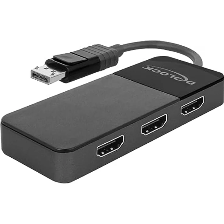 DeLOCK 87770 DisplayPort Splitter, 1 x DisplayPort auf 3 x HDMI, 4K Unterstützung, schwarz – Bild 1
