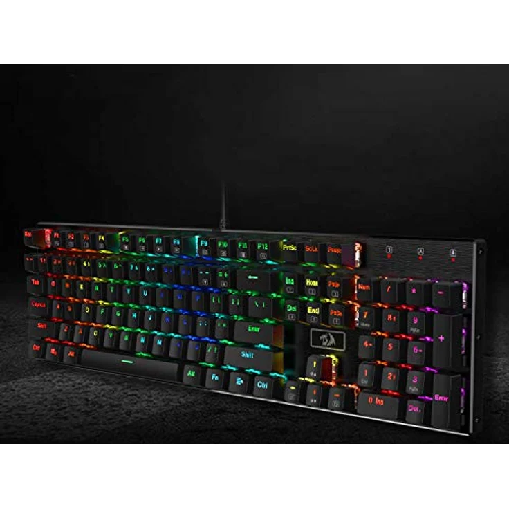 Redragon K556-US RGB LED Kabelgebundene Mechanische Gaming Tastatur Mit Hintergrundbeleuchtung, Aluminium Tastatur, 104 Tasten Anti-Ghosting, für Windows, Laptop, PC, Notebook (QWERTY Layout, Schwarz) – Bild 9