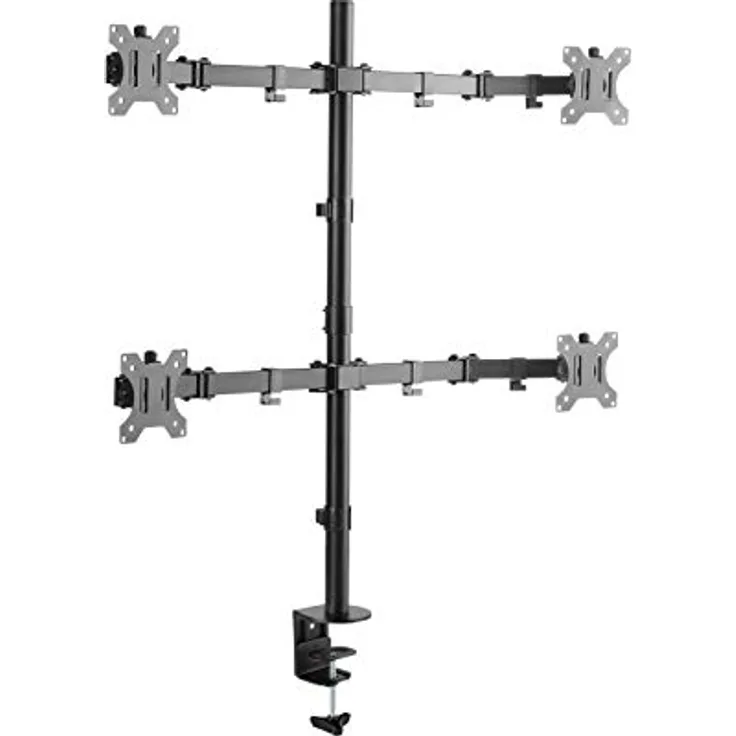 RICOO TS2811 Multi Monitor Tischhalterung, für 4 Monitore bis 32 Zoll, VESA 75x75/100x100, Schwarz, 8 kg Belastbarkeit, höhenverstellbar, 360° drehbar