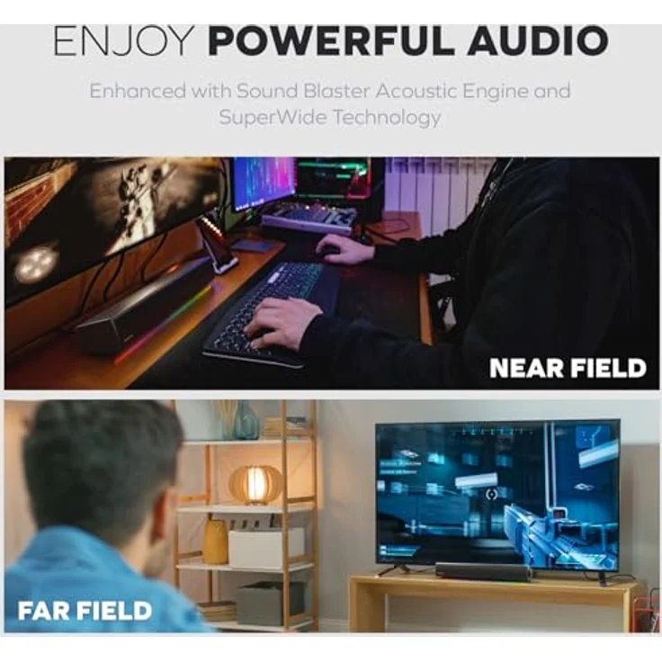 CREATIVE Sound Blaster GS5 RGB Gaming Soundbar mit SuperWide-Technologie, bis zu 60 W Spitzenleistung, Bluetooth 5.4, für PC und TV in Schwarz – Bild 3