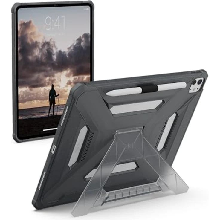 URBAN ARMOR GEAR Scout Plus Case für Apple iPad Pro 13 (M5-2025, M4-2024) mit Apple Pencil Halterung, Standfunktion, grau transparent – Bild 1