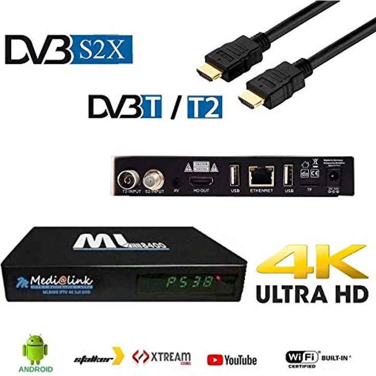 Medialink ML 8400 4K UHD DVB-S2/ T2 IPTV Miracast Xtreme Stalker Linux + Android Multimedia box, Wi