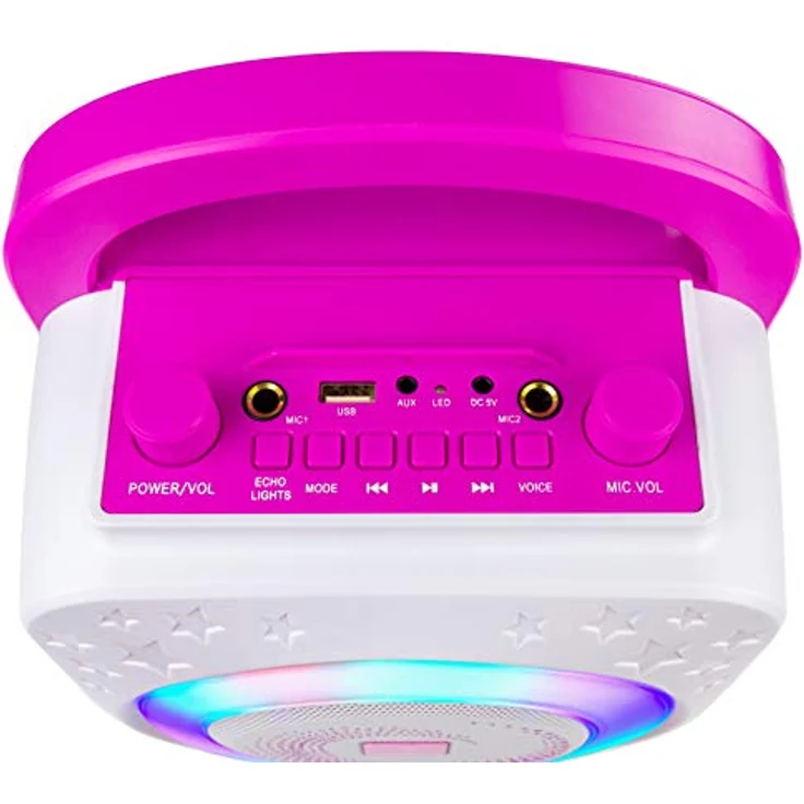 RockJam SP150-PK Bluetooth-Lautsprecher, 10 Watt RMS, mit zwei Mikrofonen und LED-Lichtern – Bild 4