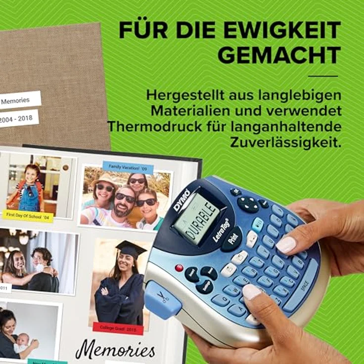 DYMO LetraTag-Beschriftungsgerät LT-100H, Handgerät mit ABC Tastatur, 5 Schriftgrößen, blau – Bild 5