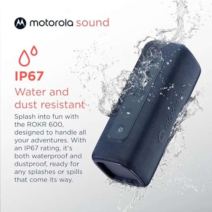 Motorola ROKR 600 Kabelloser Bluetooth-Lautsprecher, leistungsstarker 30-W-Sound, IP67-zertifiziert (blau) – Bild 5