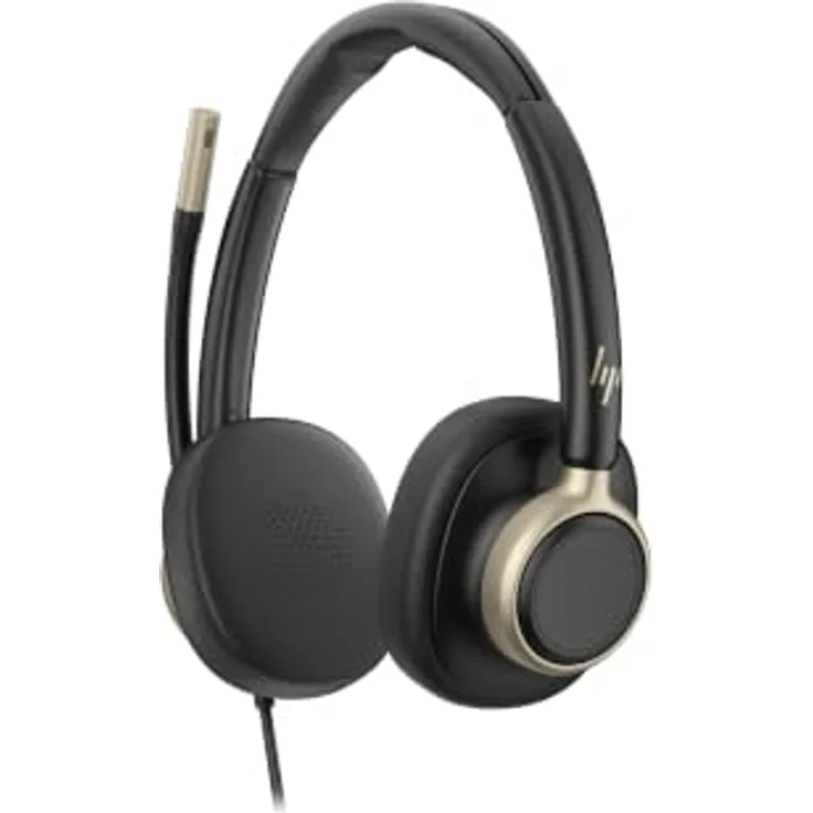 HP Poly Mission 825, On-Ear Headset mit aktiver Rauschunterdrückung, kabelgebunden, USB-A/USB-C, Schwarz, zertifiziert für Microsoft Teams, Zoom und Google Meet