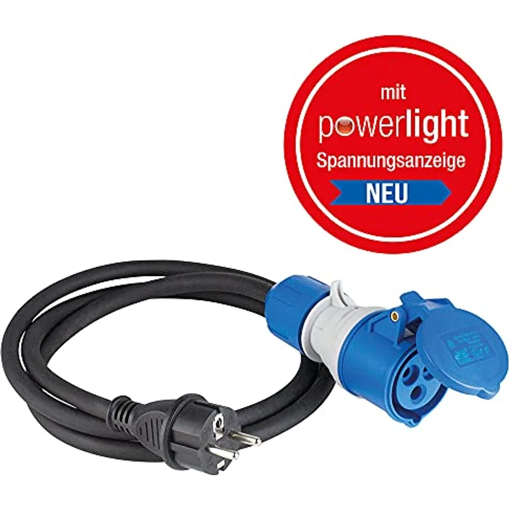 as - Schwabe CEE Camping Adapterleitung 1,5m, CEE-Kupplung 3-polig mit powerlight Spannungsanzeige + Schutzkontaktstecker, für Outdoor-Einsatz mit IP44 I 61406 – Bild 2