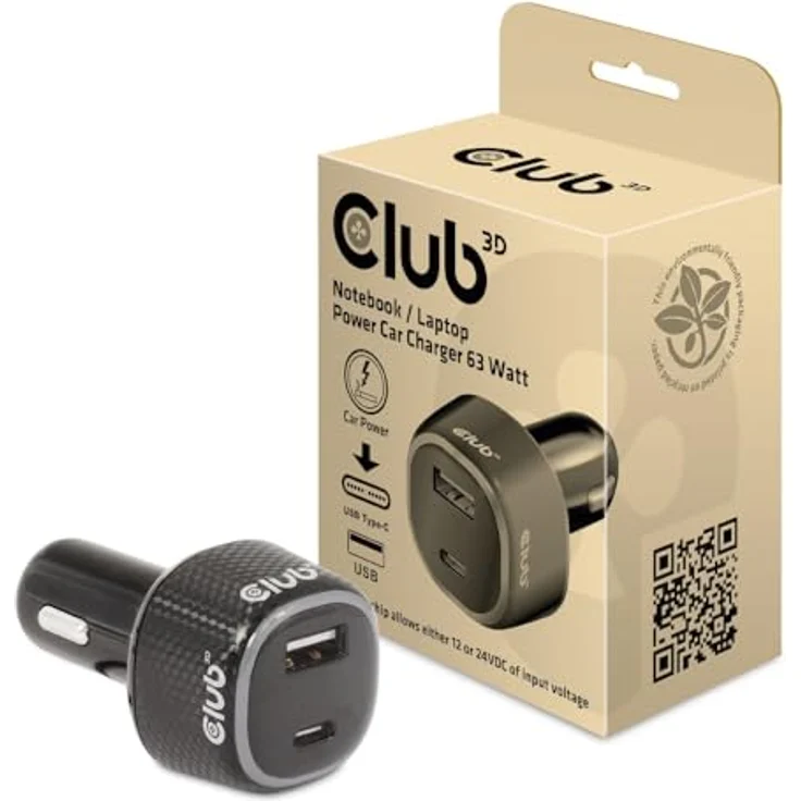 Club3D CAC-1922 KFZ-Ladegerät 12V/24V, 63 Watt mit Überstromschutz und USB Typ-C Unterstützung – Bild 1