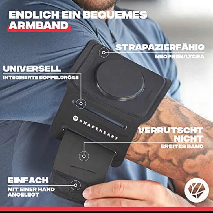 Shapeheart Sport- & Outdoorhülle Magnetic Armband 6.7, Unisex Smartphone Sportarmband mit patentiertem Magnetsystem, Wasserfest, Schwarz – Bild 4