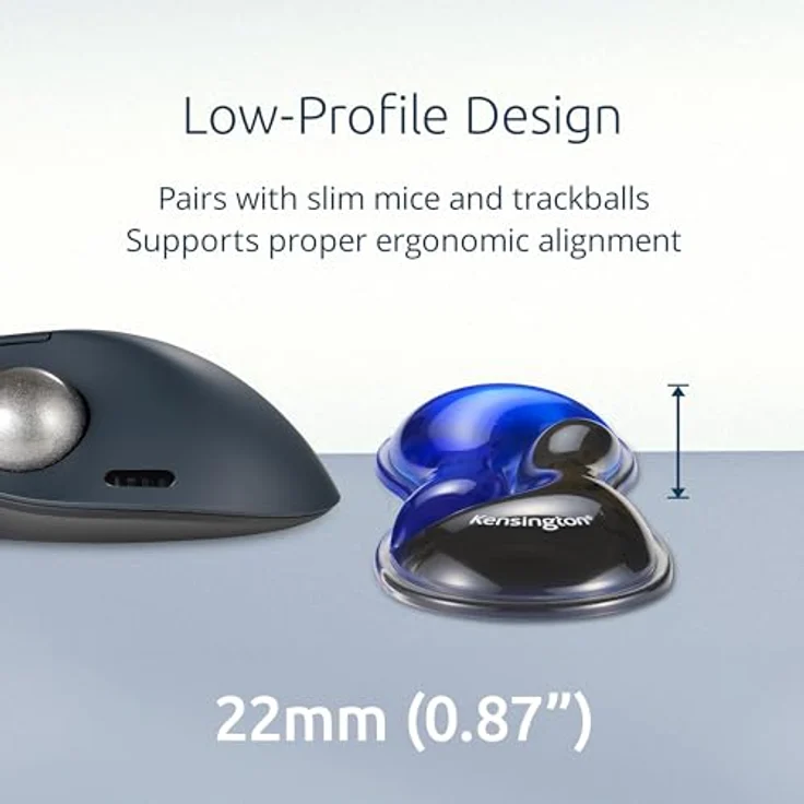Kensington Slim Duo Gel Handgelenkstütze, Mauspad mit Gelkissen, ergonomischer Komfort für flache Mäuse und Trackballs, Schwarz Blau, 192 x 72 x 22 mm, K62439WW – Bild 2