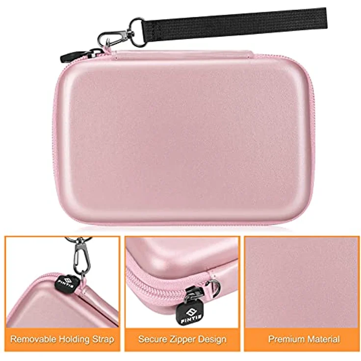 FINTIE Tasche für Fujifilm Instax Mini Link 2 / Mini Link, Hartschalen Tragetasche mit Reißverschluss, Schutz vor Stößen und Nässe, Roségold – Bild 3