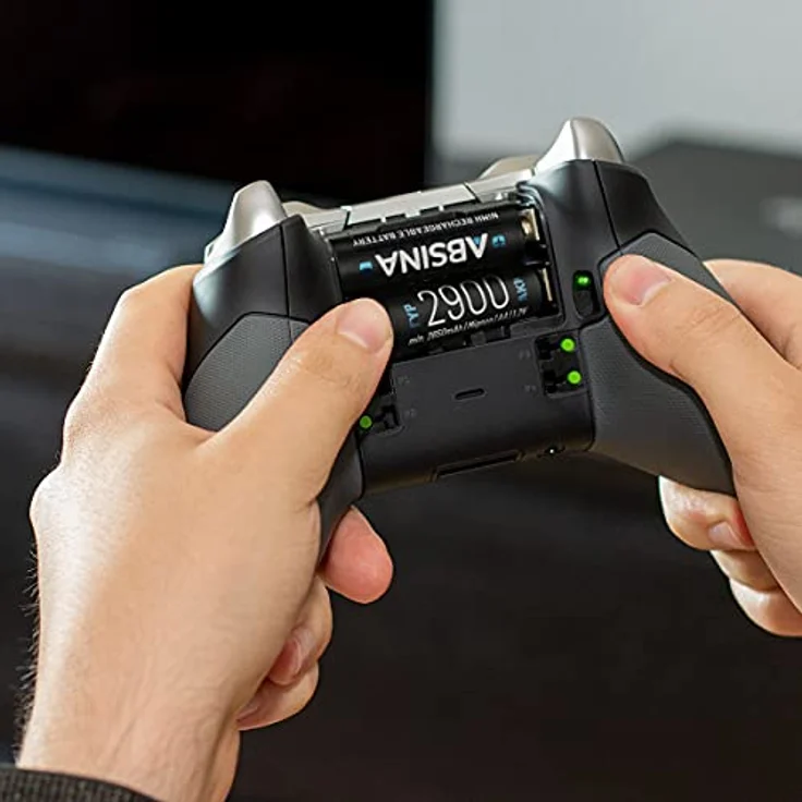 ABSINA Akku AA wiederaufladbar 2900 4er Pack - NiMH AA Akku mit 1,2V & min. 2650mAh - Akkus AA für Geräte mit hohem Stromverbrauch - Ideal für Xbox Controller, Blitzgerät, und Wii – Bild 3