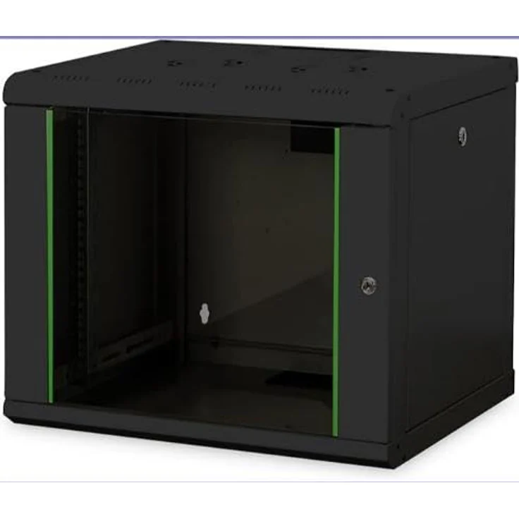 DIGITUS Netzwerk-Schrank 19 zoll 9 HE - Wandmontage - 450 mm Tiefe - Traglast 100 kg - Unique Serie - Glastür - Schwarz – Bild 4