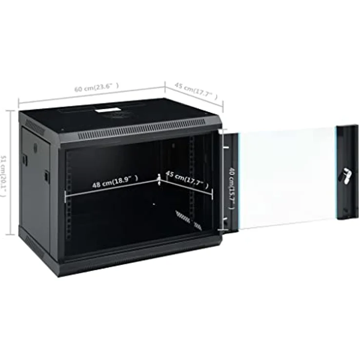 vidaXL 9U Netzwerkschrank Wandmontage 19'' IP20 600x450x510 mm – Bild 3