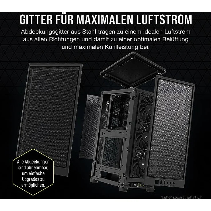 Corsair 2000D Airflow PC-Gehäuse Mini ITX – Format Mini ITX – Platten aus Netzstahl – DREI GPU-Steckplätze – optimiert für die Kühlung – Moderne EIN-/Ausgänge an der Vorderseite – Bild 3