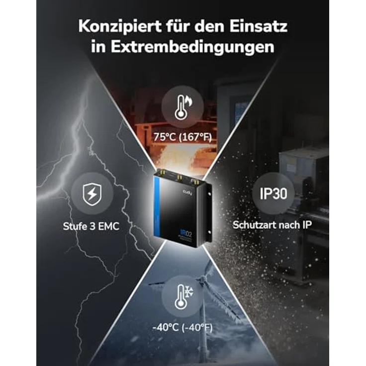 Cudy 4G LTE Cat 4 N150 Industrieller WLAN-Router, IP30 Metallgehäuse, RS232/485, E/A, Temperaturbereich -40 bis 75 °C, inkl. Cloud-Fernsteuerung – Bild 5
