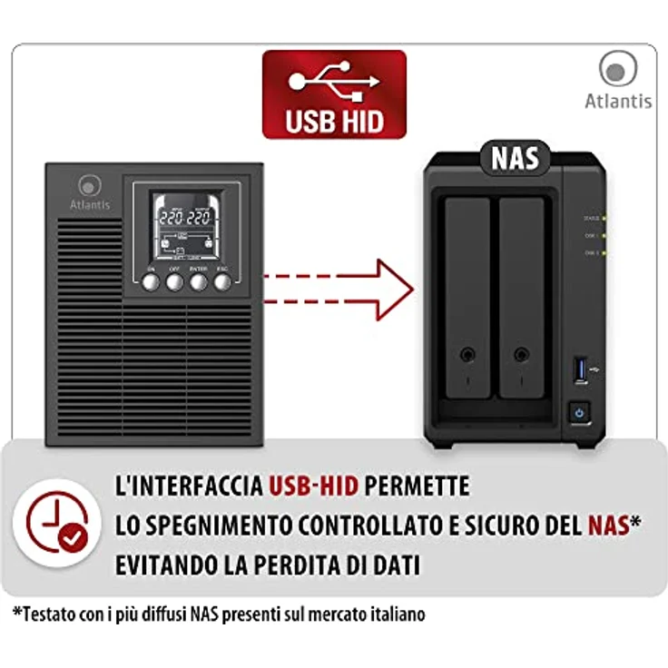 Atlantis A03-OP1002 USV OnLine USV-Server Doppelwandler Reine Sinuswelle 1000VA 900W, Tower, LCD-Display, USB, RS-232 seriell, 4 IEC-Ausgänge, EPO-Port, SNMP-Steckplatz, 2x12V-9Ah – Bild 4