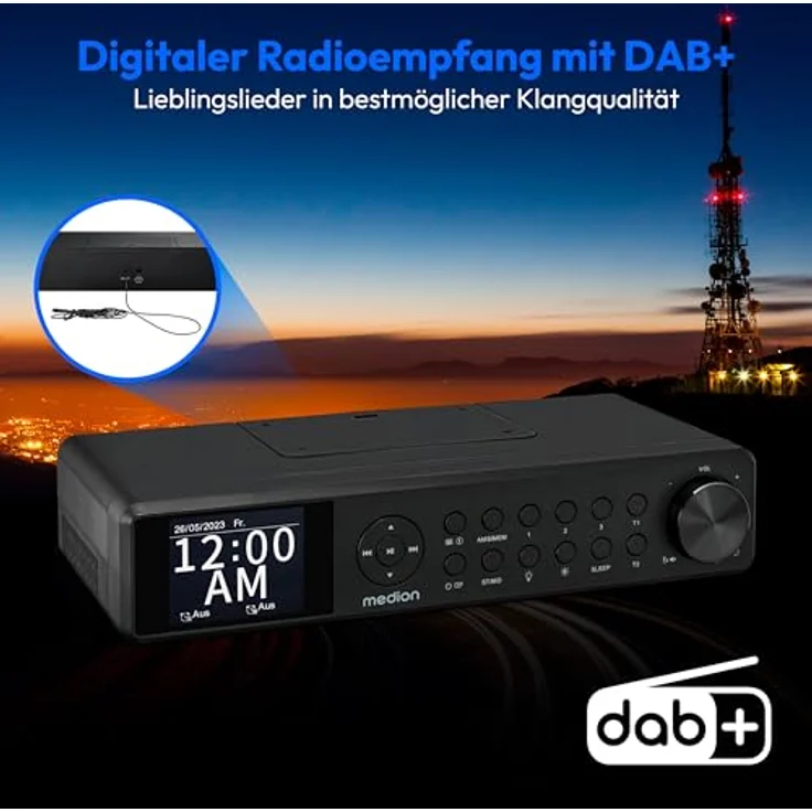 MEDION P66750 Küchen Unterbauradio (DAB+ Küchenradio, Bluetooth, dimmbares TFT Farbdisplay) - Schwarz – Bild 2