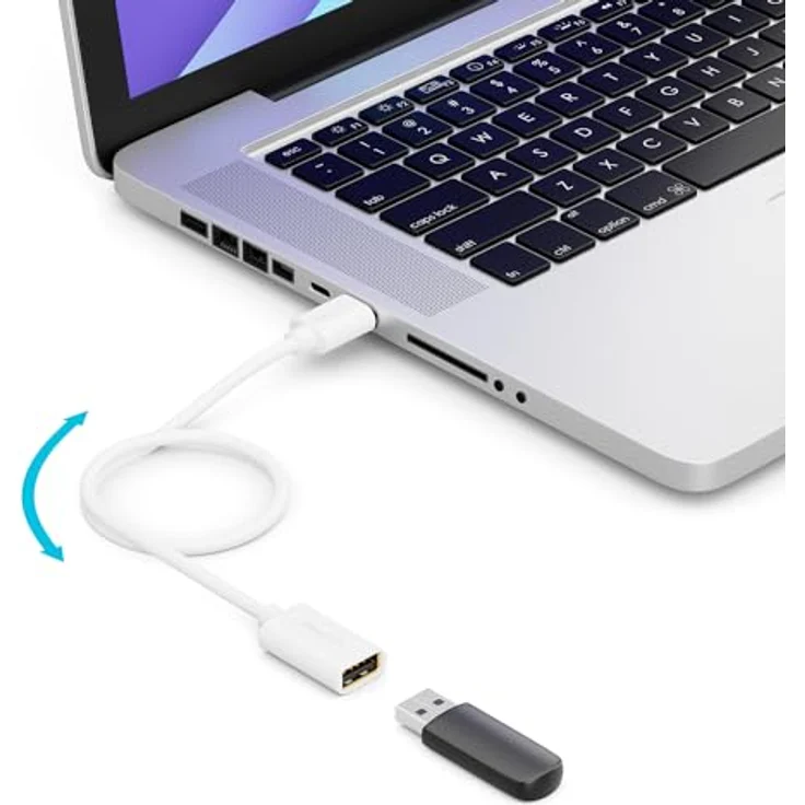 deleyCON 0,5m USB 2.0 High Speed Verlängerungskabel, USB A-Stecker zu A-Buchse, hochwertige Schirmung, weiß – Bild 2