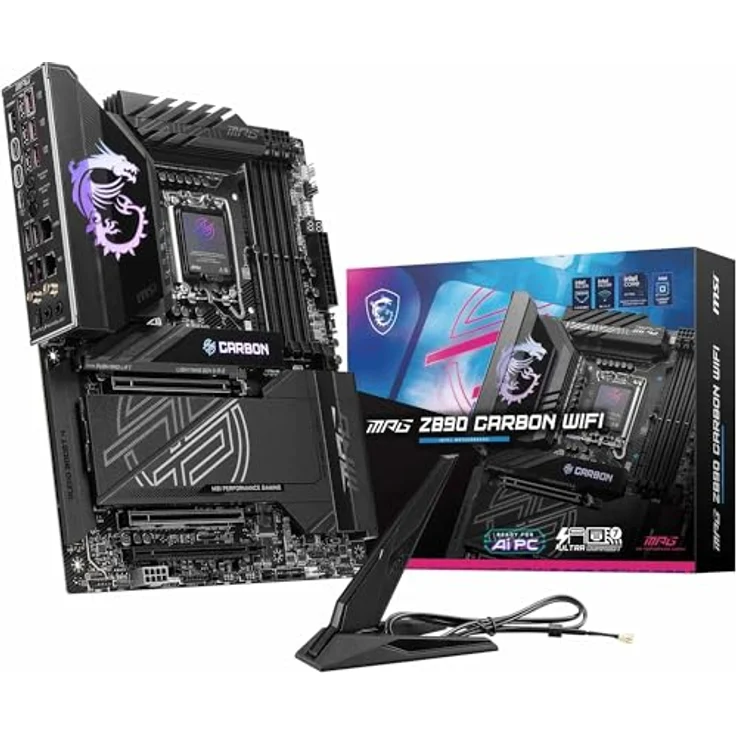 MSI MPG Z890 Carbon WiFi Mainboard, ATX - Unterstützt Intel Core Ultra Prozessoren (Series 2), LGA 1851-110A SPS VRM, DDR5 Memory Boost 9200+ MT/s (OC), PCIe 5.0 x16 & 4.0 x16, M.2 Gen5, Wi-Fi 7 – Bild 1