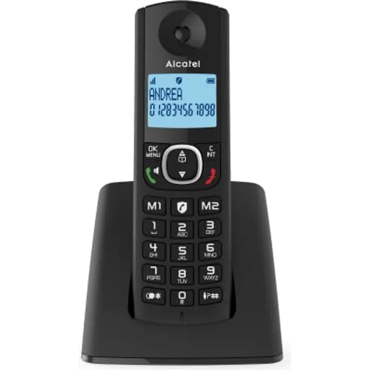 Alcatel F530 – Schnurloses Telefon mit erweiterter Anrufblockierung, Freisprecheinrichtung, großes beleuchtetes Display, VIP-Klingeltöne,10 Anrufmelodien, Schwarz