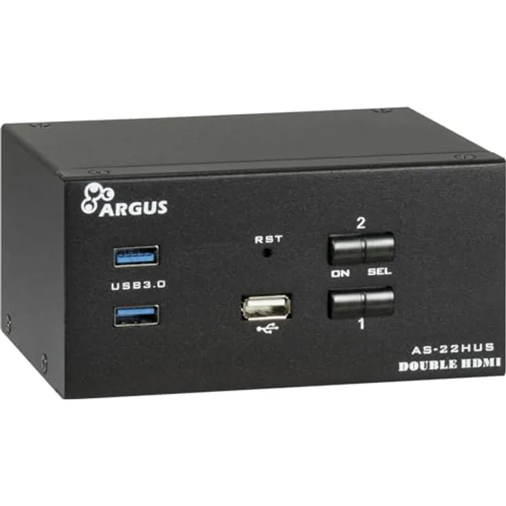 Intertech IPC KVM Switch AS-22HUS, 2-Port KVM Switch mit 4K@60Hz Auflösung, Schwarz