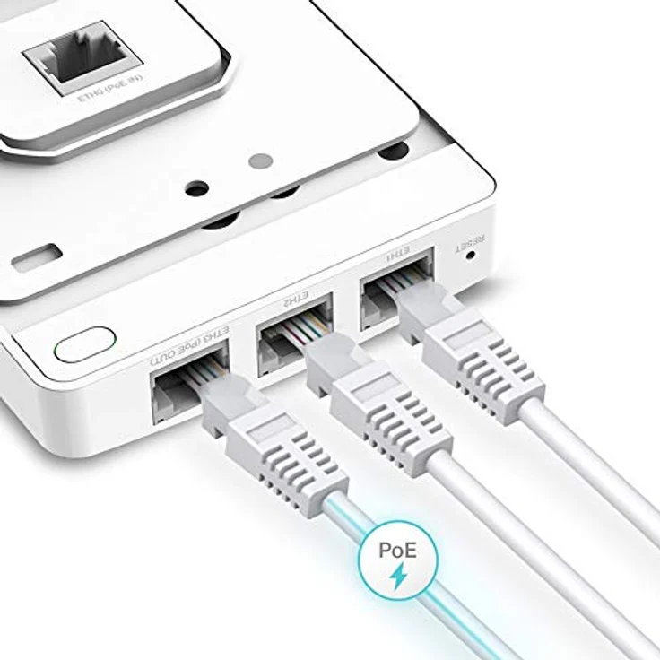 TP-Link EAP615-Wall AX1800 Dual-Band Wi-Fi 6 Accesspoint, 4 Gigabit-Ports, 802.3af/at PoE, EIN Anschluss unterstützt PoE Out (max. 13 W), Omada SDN – Bild 3