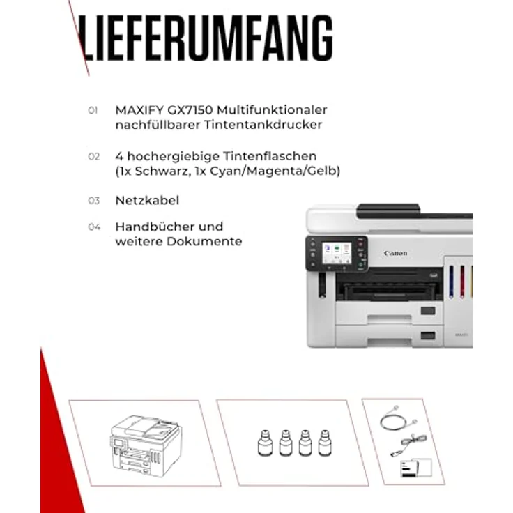 Canon MAXIFY GX 7150, 4-in-1 Tintenstrahl-Multifunktionsdrucker mit Duplexdruck, A4, 600 x 1200 DPI, Wi-Fi, schwarz – Bild 8