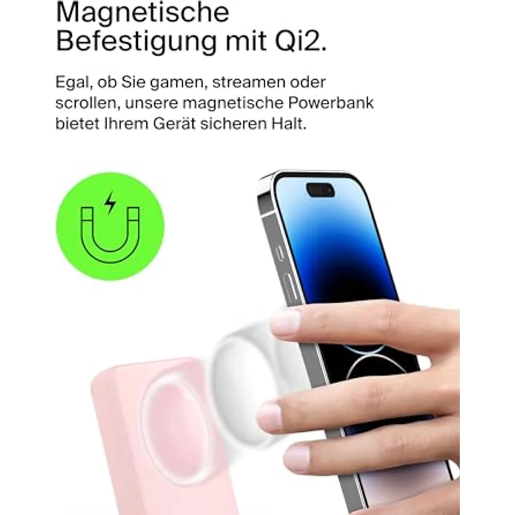 Belkin BoostCharge Pro kabellose Powerbank 5000mAh, MagSafe-kompatibles tragbares Ladegerät mit integriertem Ständer für iPhone 16, 15, 14, 13, 12 – Rosa – Bild 5
