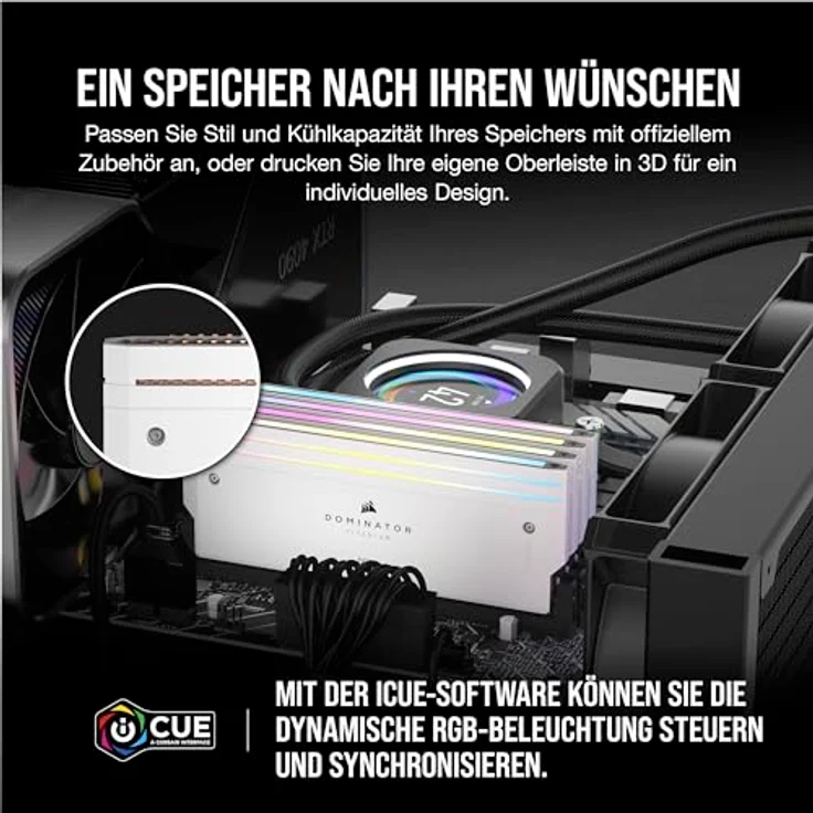CORSAIR Dominator Titanium RGB DDR5 RAM 64GB (2x32GB) DDR5 6400MHz CL32 Intel XMP iCUE-Kompatibler Computerspeicher - Weiß (CMP64GX5M2B6400C32W) – Bild 4