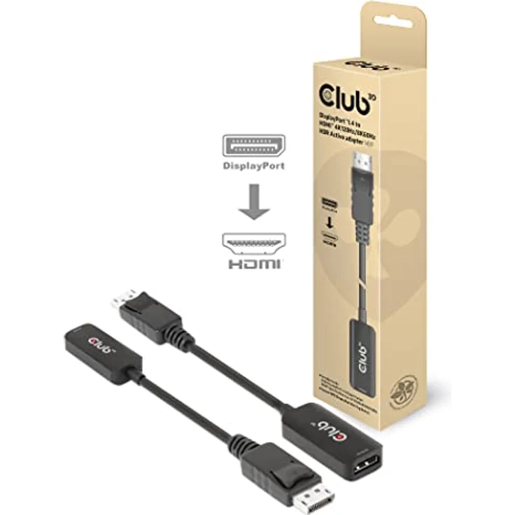 Club 3D DisplayPort™ 1.4 auf HDMI™ Aktiv-Adapter, 8K60Hz HDR, Unterstützung für DSC und LPCM Audio, Schwarz – Bild 2