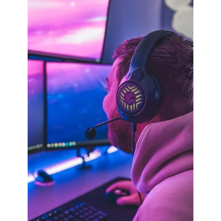 Speedlink Tyron - RGB Gaming Headset mit Mikrofon für PC PS4/PS5/ Xbox Series X/S/Switch, RGB Beleuchtung, mit Kabel 3,5mm Klinke, Y-Adapter, schwarz – Bild 5