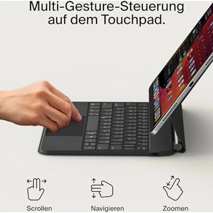 Belkin Pro Tastatur mit Hülle für iPad 10 Generation 10,9 Zoll, mit magnetischem Ständer, Multi-Gesture-Steuerung, Befestigung des Apple Pencil, QWERTZ, Multimedia-Tasten, Hinterleuchtete Bluetooth-Tastatur, Auto-Wake-Funktion – Bild 4
