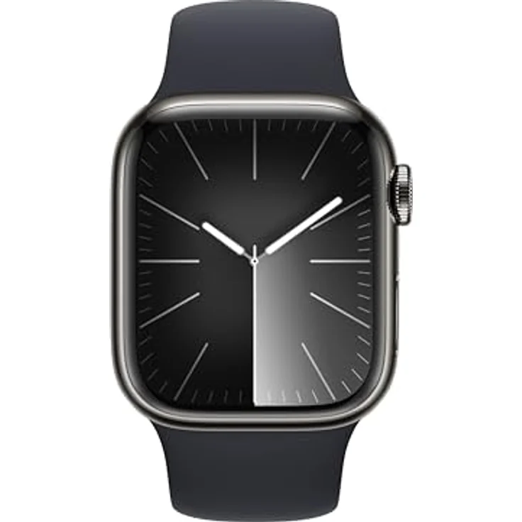 Apple Watch Series 9 GPS + Cellular, 41 mm Edelstahlgehäuse Graphit, Sportarmband Mitternacht – S/M – Bild 2