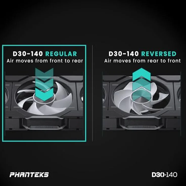 Phanteks D30 PWM Regular Airflow, D-RGB Lüfter, 3er Pack - 140mm, schwarz – Bild 3