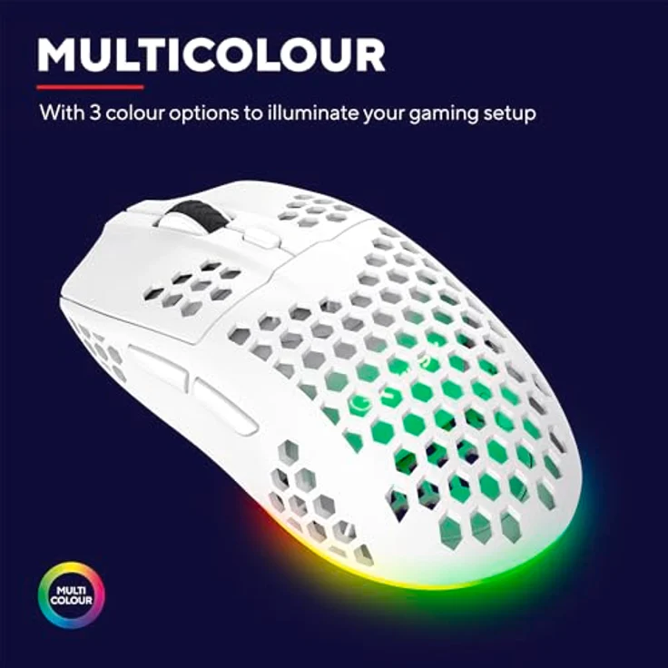 Trust Gaming GXT 929 Helox Kabellose Gaming Maus, Ultraleichte Maus 75g, 80h Dauerbetrieb, 2,4-GHz-Mikro-USB-Empfänger, Einstellbare DPI (800-4800), 6 Programmierbare Tasten, Gaming PC MMO - Weiß – Bild 3
