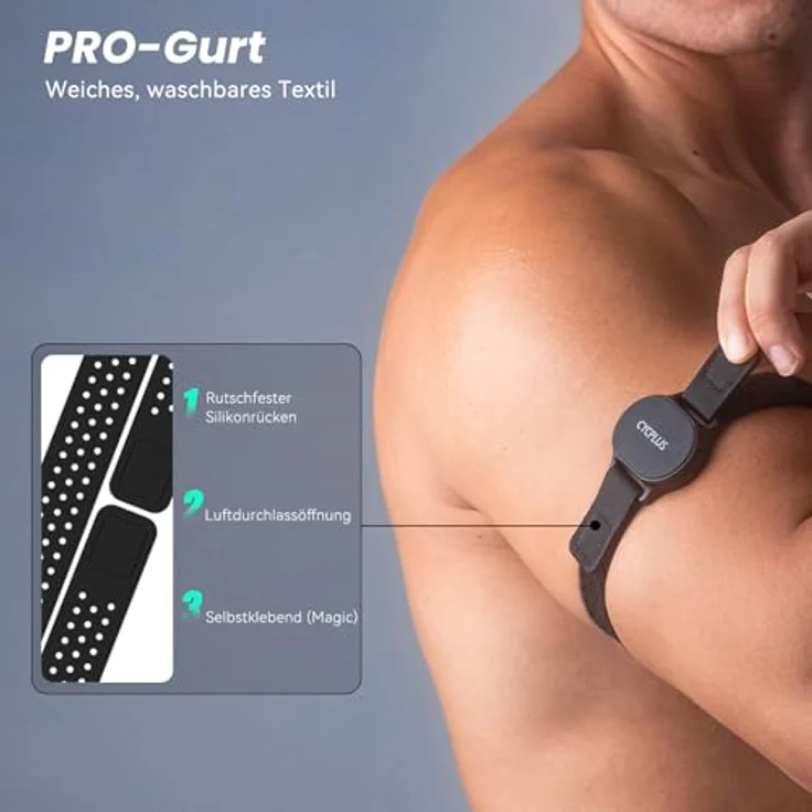Cycplus H1 Heart Rate Monitor Armband, präzise Herzfrequenzmessung mit ±1 BPM Genauigkeit, IP67, Bluetooth & ANT+ Kompatibilität, PRO STRAP für sicheren Sitz – Bild 2