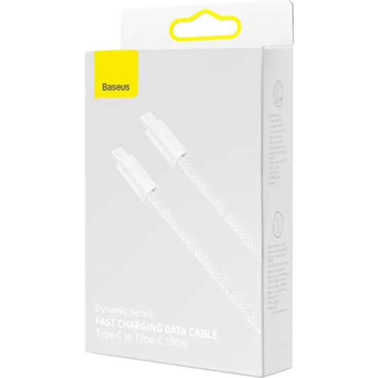 Baseus Dynamic Series USB-C auf USB-C 100W 1m Schnellladekabel, Weiß, hohe Übertragungsgeschwindigkeit bis 480 Mbit/s, langlebiges Nylon-Design – Bild 7