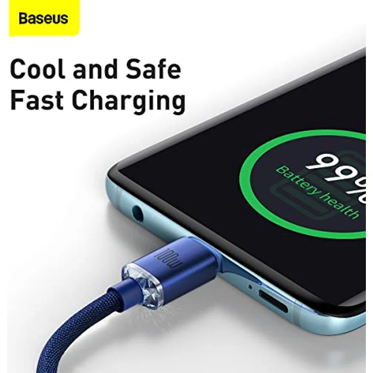 Baseus Crystal Shine Series, USB Typ C auf USB Typ C Schnelllade- und Datenübertragungskabel, 100W, 1,2m, blau – Bild 3