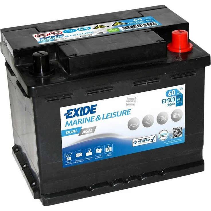 Exide Exide EP500 DUAL AGM 12V 60Ah Marine & Leisure Batterie Batterie, (12 V) - AGM (VRLA), 60Ah, 12V – Bild 1