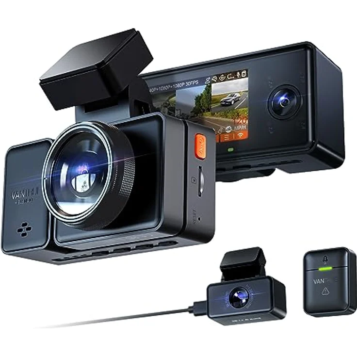 VANTRUE E3 3 Lens 2.7K Dashcam mit 5GHz WiFi, 1944P+1080P+1080P Dash Cam, Sprachsteuerung Dashcam Auto Vorne Hinten, IR Nachtsicht, 24Std. Puffer Parkmodus Autokamera, Loopaufnahme, Max 512G – Bild 1