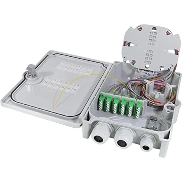 LogiLink Wandgehäuse FB124LC, FTTH/FTTB-Anschlussgehäuse mit 24x LC/APC, lichtgrau, IP55 Schutz, voll bestückt – Bild 2