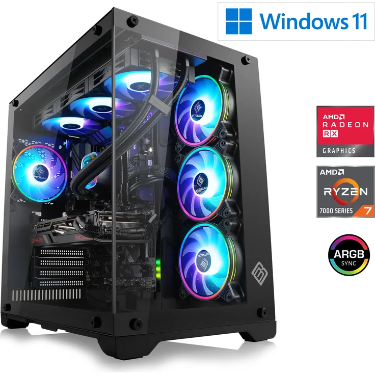 CSL Gaming PC M12230H, AMD Ryzen 7 7800X3D, 32 GB DDR5, 2000 GB, Radeon RX 9070 XT, Windows 11 Home, USB 3.2