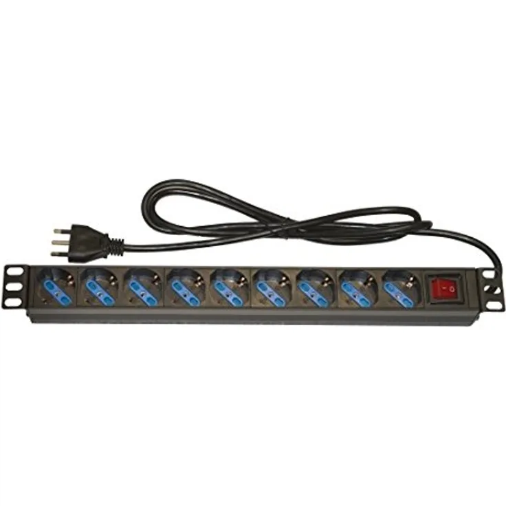 LINK lk10053 Mehrfachsteckdose-Rack 19 9 italienische Universal-Steckdosen mit Schalter Stecker 16 A