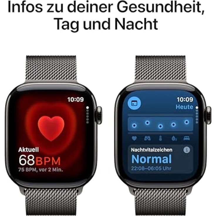 Apple Watch Series 10, 42 mm, GPS + Cellular, Titangehäuse Schiefer, Milanaise Armband Schiefer, One size – Bild 5